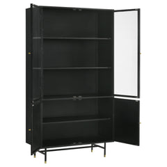 Gabinete de almacenamiento alto de metal Santiago de 4 puertas, negro mate