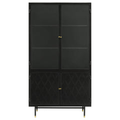 Gabinete de almacenamiento alto de metal Santiago de 4 puertas, negro mate