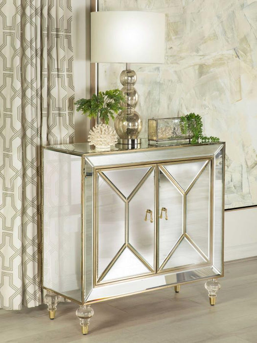 Lupin 2-Door Accent Cabinet Mirror and Champagne