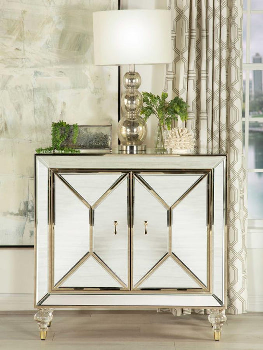 Lupin 2-Door Accent Cabinet Mirror and Champagne