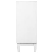 Gabinete Gambon de 2 puertas con acento de madera con diseño de panal, blanco