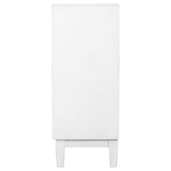 Gabinete Gambon de 2 puertas con acento de madera con diseño de panal, blanco