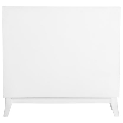 Gabinete Gambon de 2 puertas con acento de madera con diseño de panal, blanco