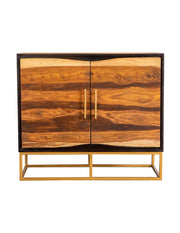 Gabinete de almacenamiento con acento de madera de 2 puertas y 40 pulgadas Zara en nogal negro