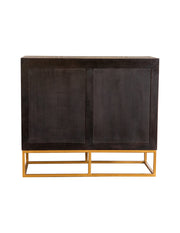 Gabinete de almacenamiento con acento de madera de 2 puertas y 40 pulgadas Zara en nogal negro