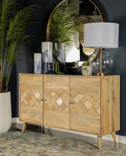 Alyssum 3-Door Mango Wood Accent Cabinet Natural