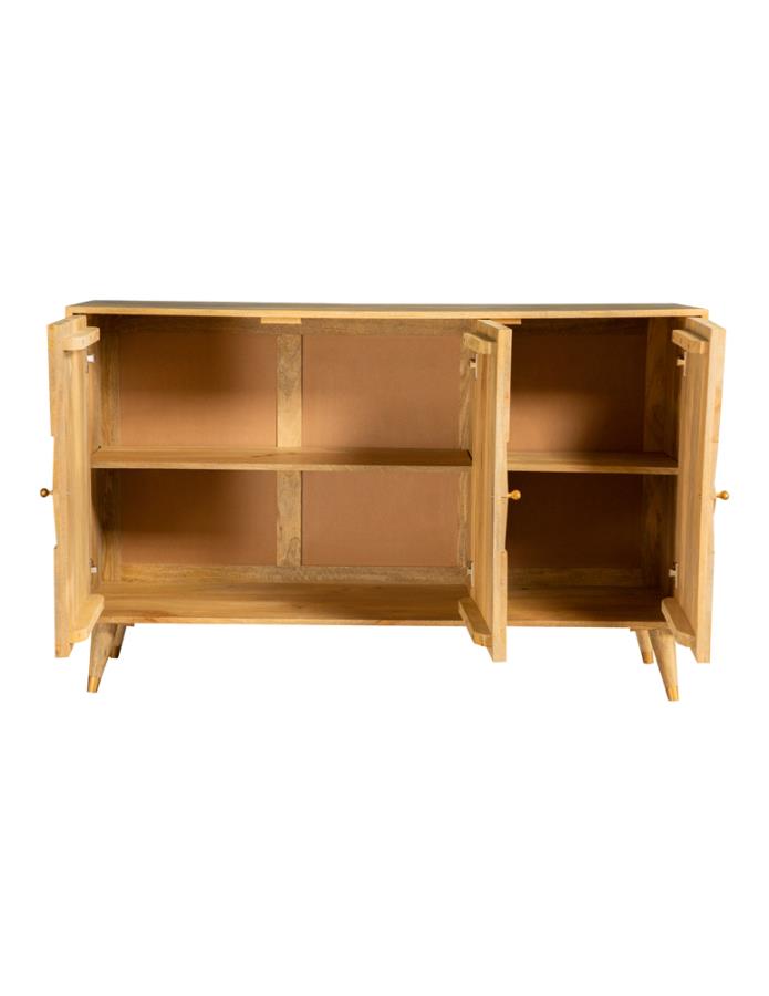 Gabinete decorativo de madera de 3 puertas Zamora con caña tejida natural