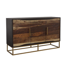 Gabinete de almacenamiento con acento de madera de 2 puertas y 57 pulgadas de Zara en nogal negro