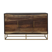 Gabinete de almacenamiento con acento de madera de 2 puertas y 57 pulgadas de Zara en nogal negro
