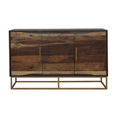 Gabinete de almacenamiento con acento de madera de 2 puertas y 57 pulgadas de Zara en nogal negro