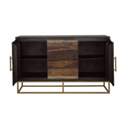 Gabinete de almacenamiento con acento de madera de 2 puertas y 57 pulgadas de Zara en nogal negro