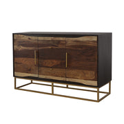 Gabinete de almacenamiento con acento de madera de 2 puertas y 57 pulgadas de Zara en nogal negro