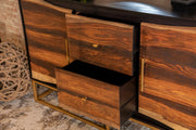 Gabinete de almacenamiento con acento de madera de 2 puertas y 57 pulgadas de Zara en nogal negro