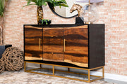 Gabinete de almacenamiento con acento de madera de 2 puertas y 57 pulgadas de Zara en nogal negro