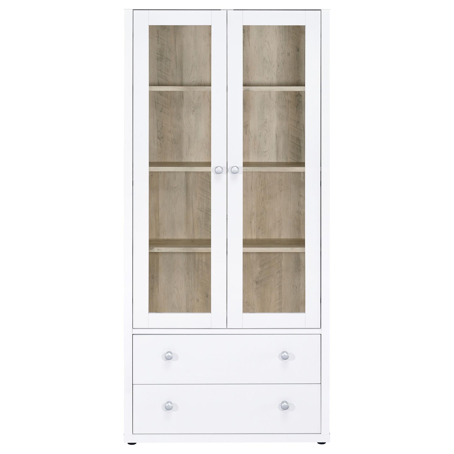 Hawthorne 4-shelf Glass Door Tall Cabinet with Drawers
