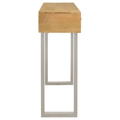 Consola Draco de 2 cajones con detalles tallados a mano en color natural