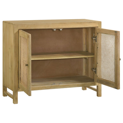 Gabinete decorativo de madera de 3 puertas Zamora con caña tejida natural