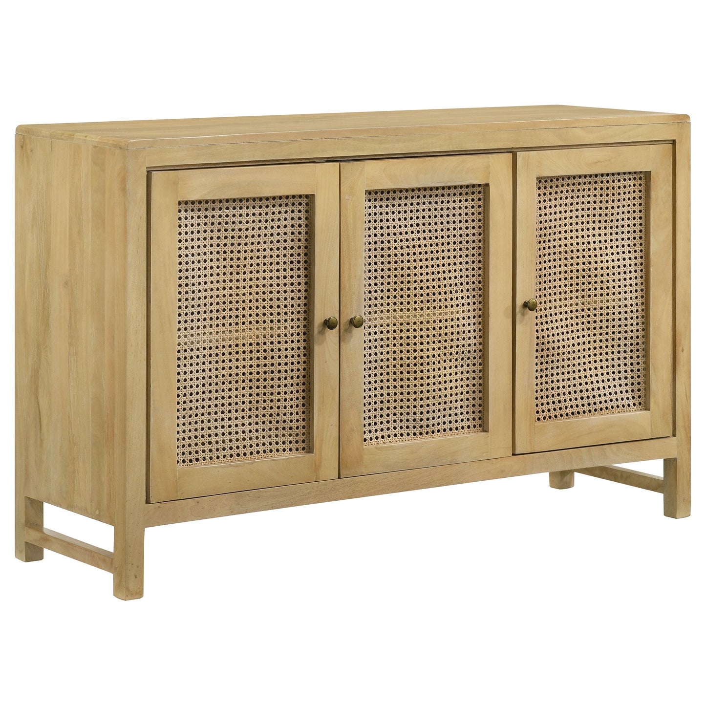 Gabinete decorativo de madera de 3 puertas Zamora con caña tejida natural