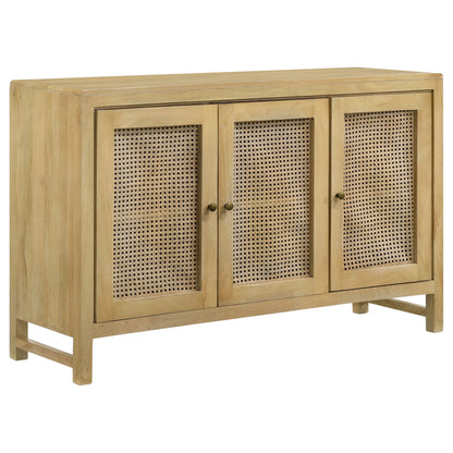 Gabinete decorativo de madera de 3 puertas Zamora con caña tejida natural