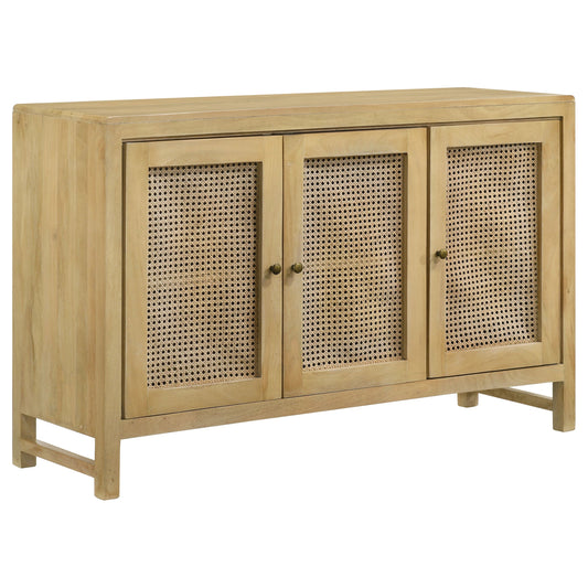 Gabinete decorativo de madera de 3 puertas Zamora con caña tejida natural