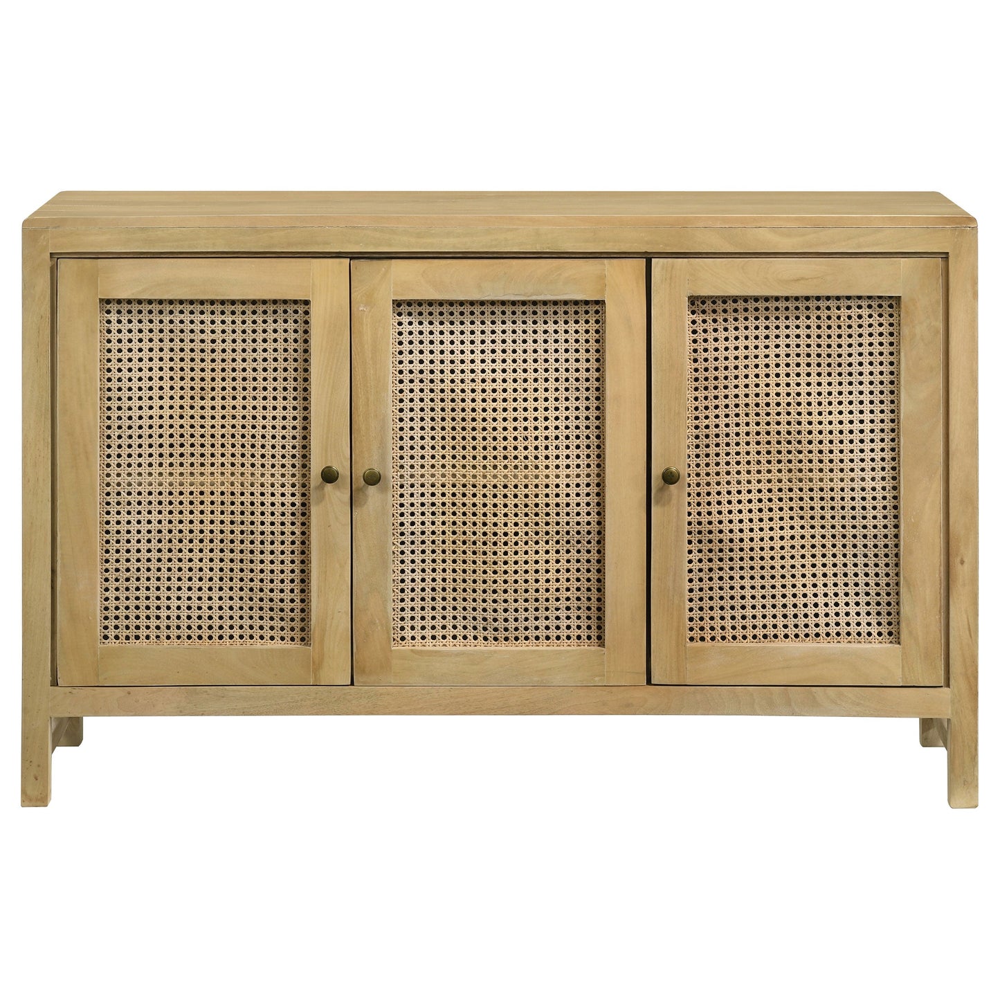 Gabinete decorativo de madera de 3 puertas Zamora con caña tejida natural