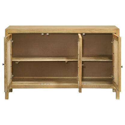 Gabinete decorativo de madera de 3 puertas Zamora con caña tejida natural