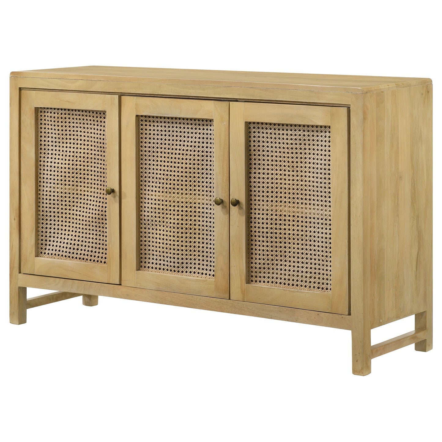Gabinete decorativo de madera de 3 puertas Zamora con caña tejida natural