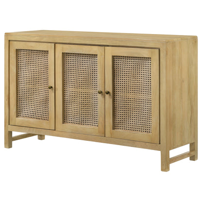 Gabinete decorativo de madera de 3 puertas Zamora con caña tejida natural
