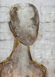 ''Gilded Modern Minimalist Figure'' Hand-painted Wrapped Canvas