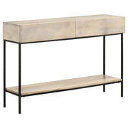Consola de entrada Rubeus de madera con dos cajones, color blanco lavado