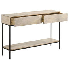 Consola de entrada Rubeus de madera con dos cajones, color blanco lavado