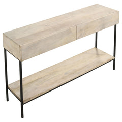 Consola de entrada Rubeus de madera con dos cajones, color blanco lavado