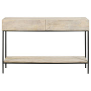 Consola de entrada Rubeus de madera con dos cajones, color blanco lavado