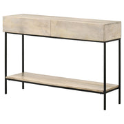 Consola de entrada Rubeus de madera con dos cajones, color blanco lavado