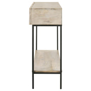 Consola de entrada Rubeus de madera con dos cajones, color blanco lavado