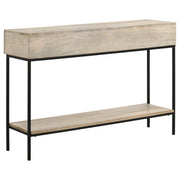 Consola de entrada Rubeus de madera con dos cajones, color blanco lavado