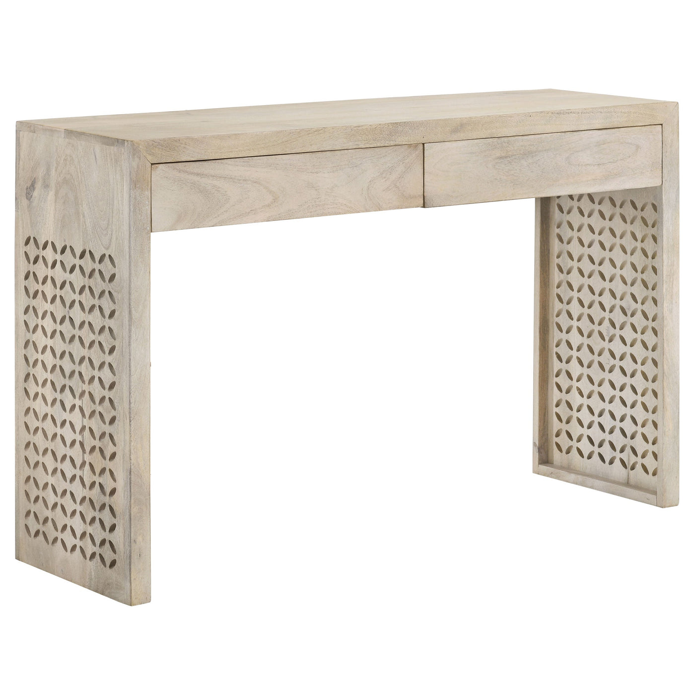 Consola de entrada de madera con dos cajones Rickman, lavada en blanco