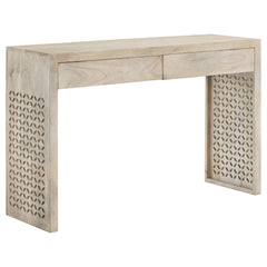 Consola de entrada de madera con dos cajones Rickman, lavada en blanco