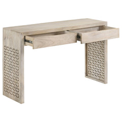 Consola de entrada de madera con dos cajones Rickman, lavada en blanco