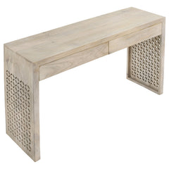 Consola de entrada de madera con dos cajones Rickman, lavada en blanco