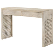 Consola de entrada de madera con dos cajones Rickman, lavada en blanco