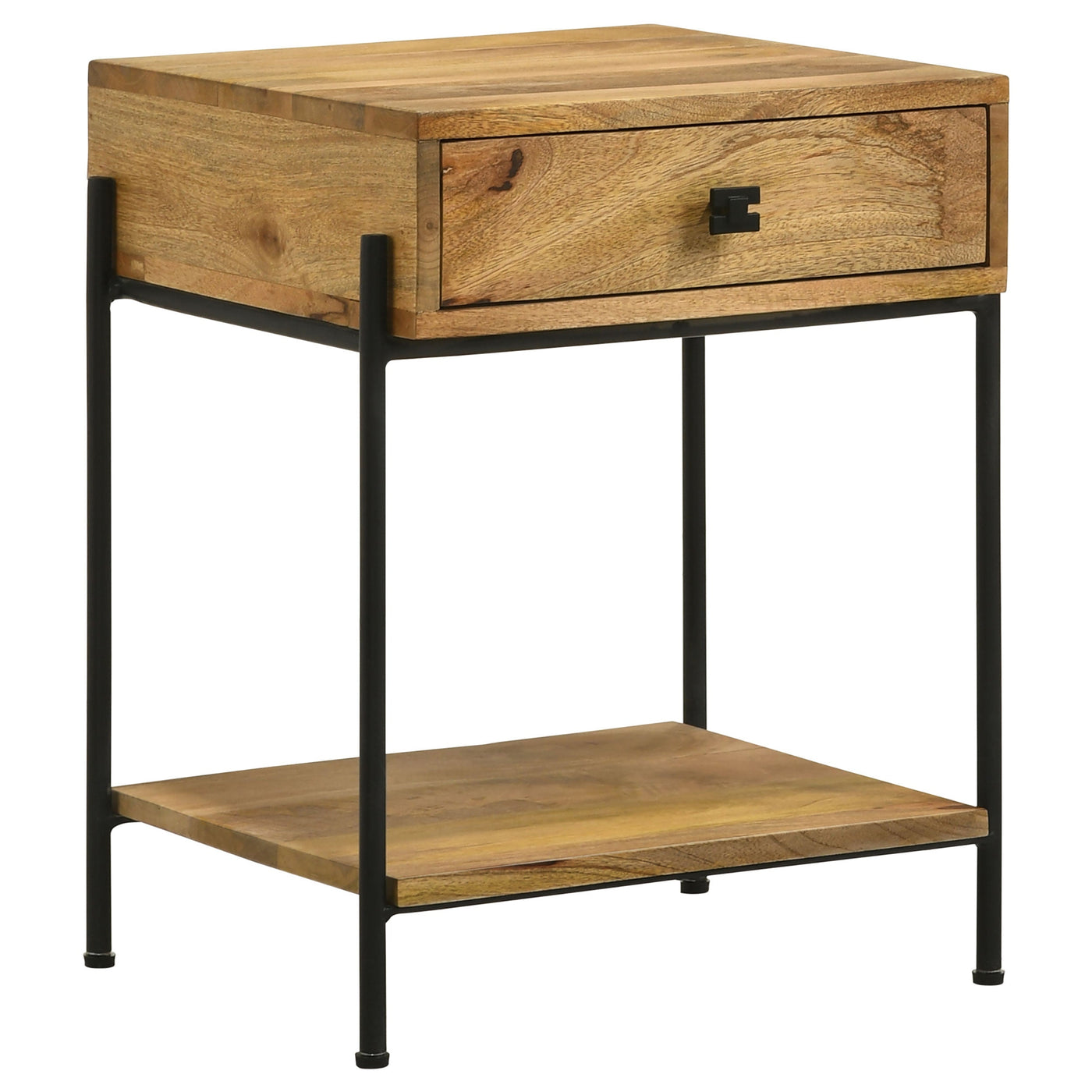 Mesa auxiliar decorativa de madera con 1 cajón Declan, mango natural