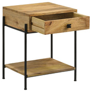 Mesa auxiliar decorativa de madera con 1 cajón Declan, mango natural