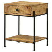 Mesa auxiliar decorativa de madera con 1 cajón Declan, mango natural
