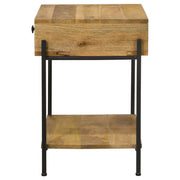 Mesa auxiliar decorativa de madera con 1 cajón Declan, mango natural