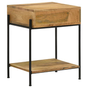 Mesa auxiliar decorativa de madera con 1 cajón Declan, mango natural