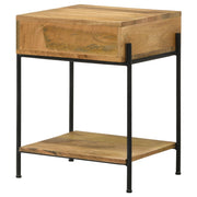 Mesa auxiliar decorativa de madera con 1 cajón Declan, mango natural