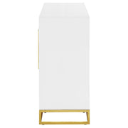 Gabinete de almacenamiento de madera Elsa de 2 puertas, blanco y dorado