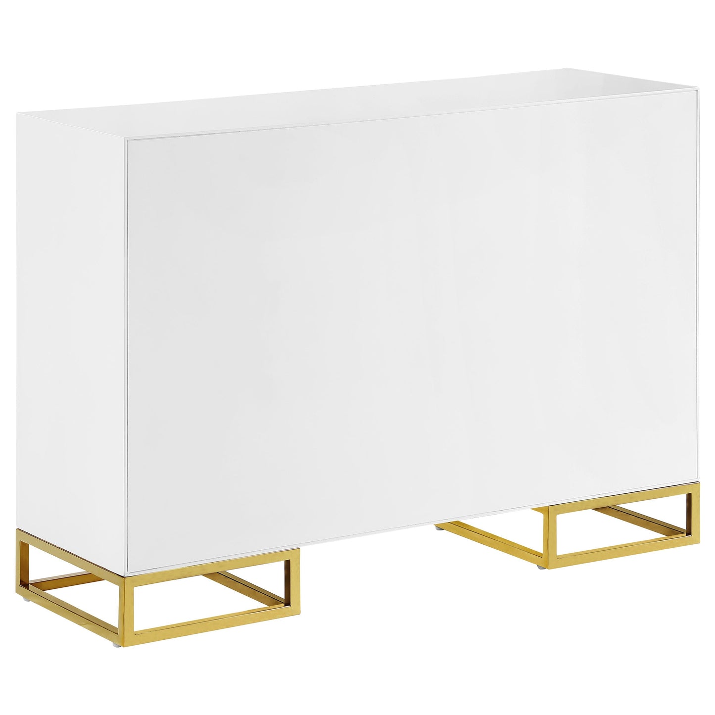 Gabinete de almacenamiento de madera Elsa de 2 puertas, blanco y dorado