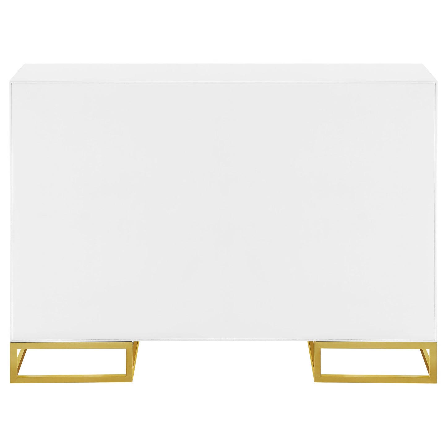 Gabinete de almacenamiento de madera Elsa de 2 puertas, blanco y dorado